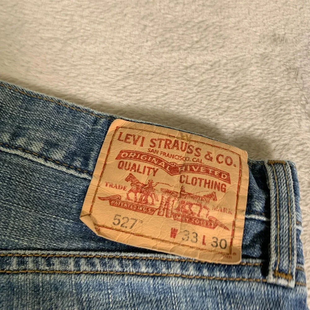 VTG Levis 527 Jeans Mens 33x27 (Tag33x30) Blue Medium Wash Low Rise Slim Bootcut